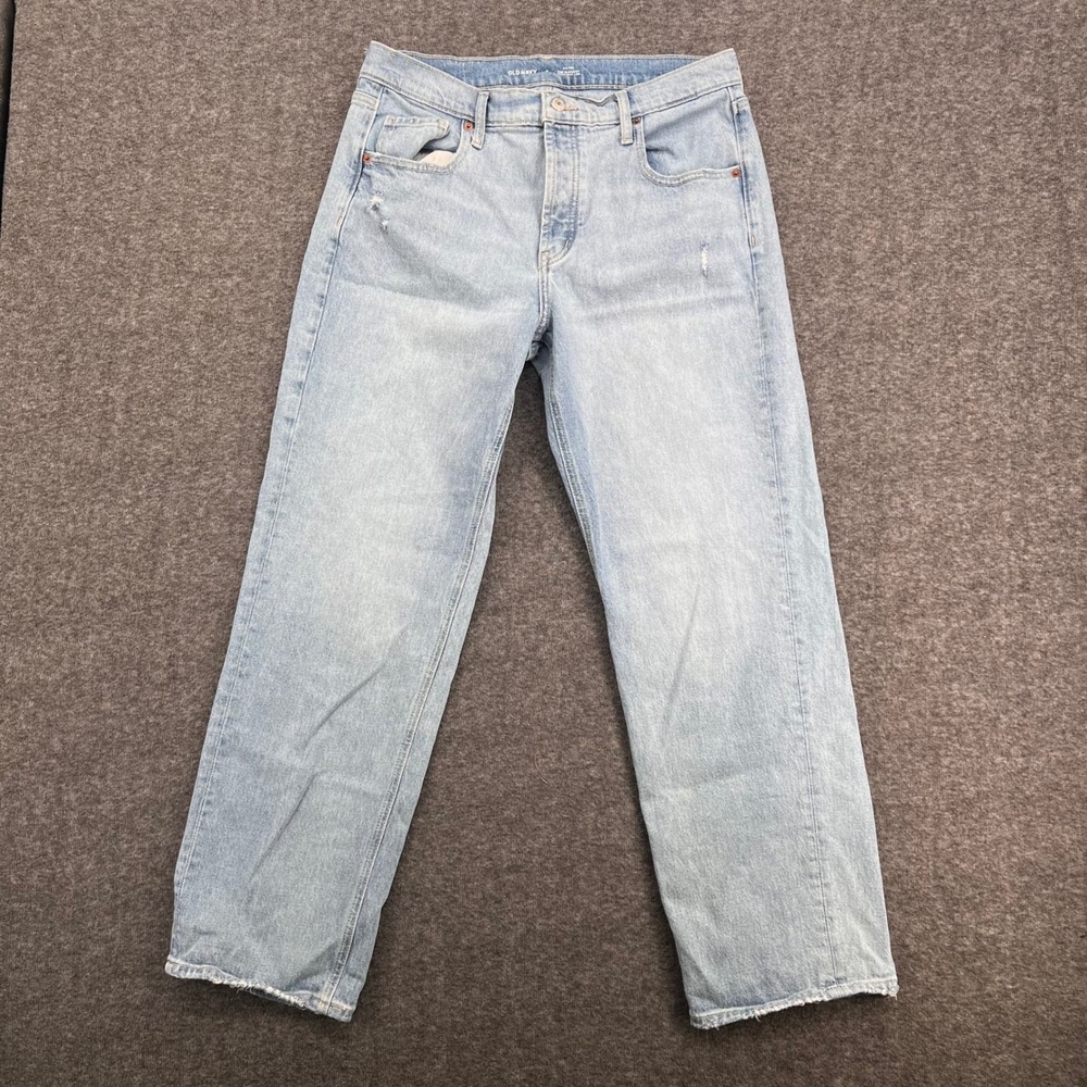 Old Navy Womens 6 Light Wash The Slouchy Straight Leg Mid Rise Frayed Hem Jeans